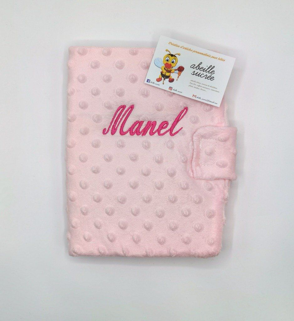 protège carnet de santé minky rose