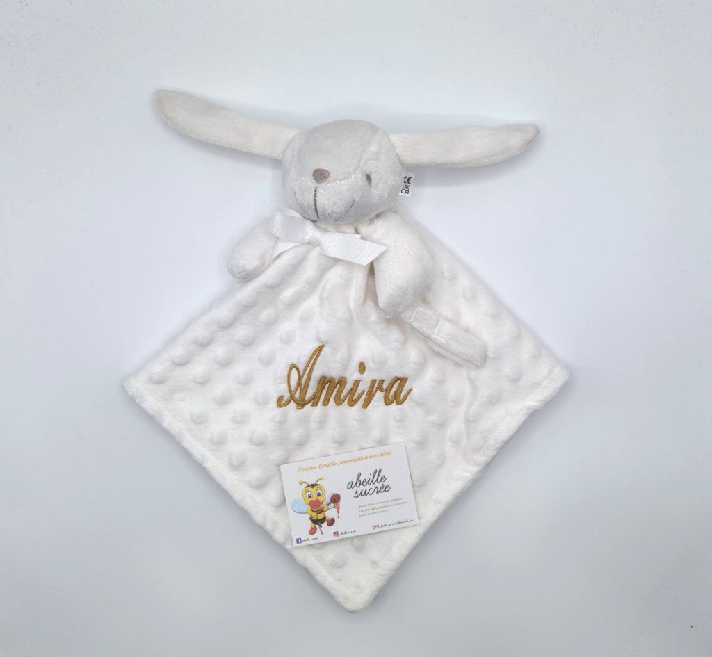 doudou minky lapin blanc