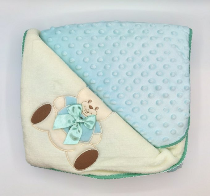 couverture doublée nounours menthe personnalisée