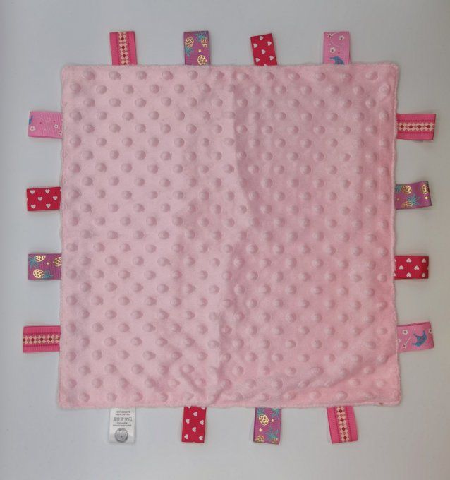 doudou plat étiquettes rose personnalisé