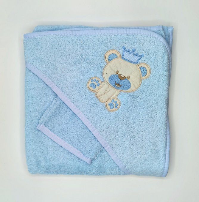 cape de bain ourson bleue personnalisée