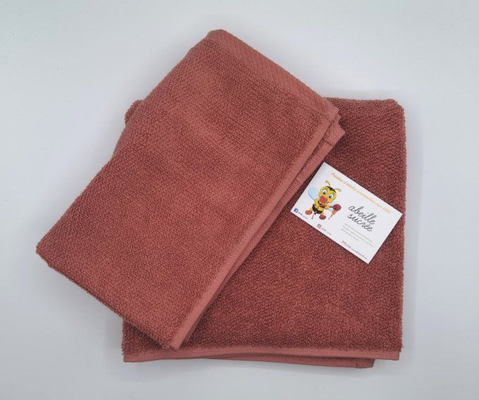 lot de 2 serviettes corail personnalisées 