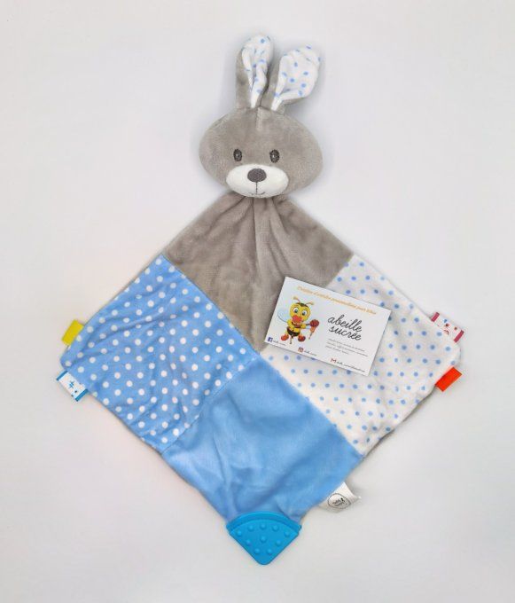 doudou lapin bleu personnalisé