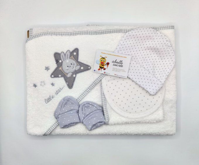 coffret bain blanc et gris lapin