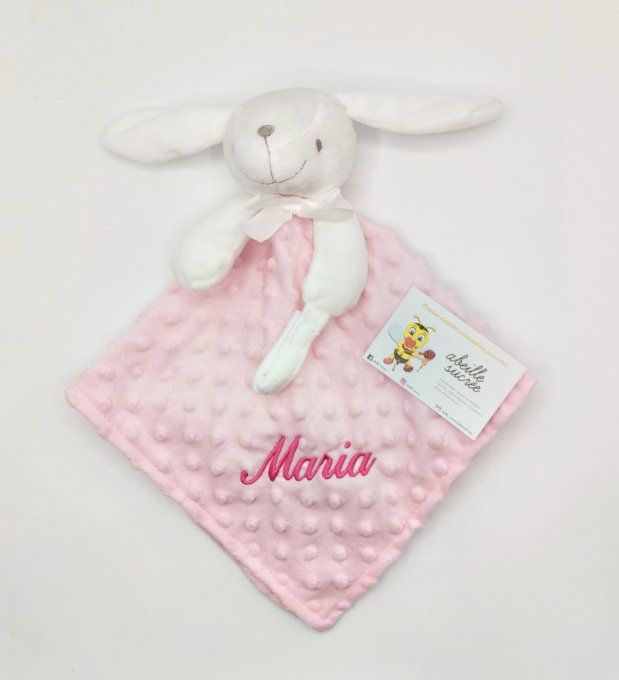 doudou lapin rose personnalisé