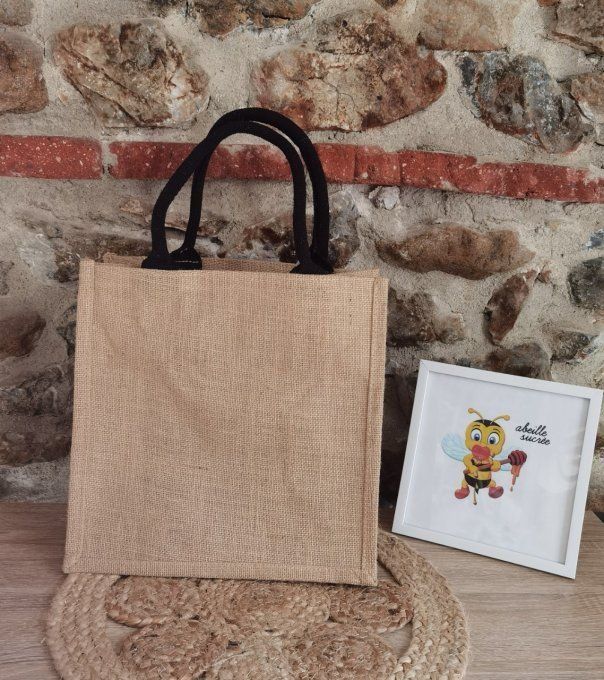 sac toile de jute personnalisé moyen format