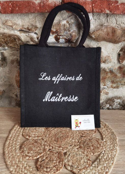 sac toile de jute noir personnalisé moyen  format