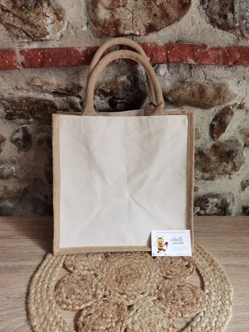 sac toile de jute personnalisé moyen format