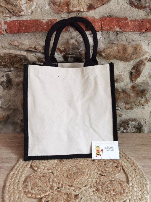 sac toile de jute personnalisé moyen format