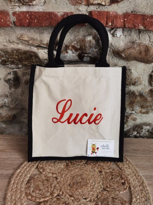 sac toile de jute personnalisé moyen format