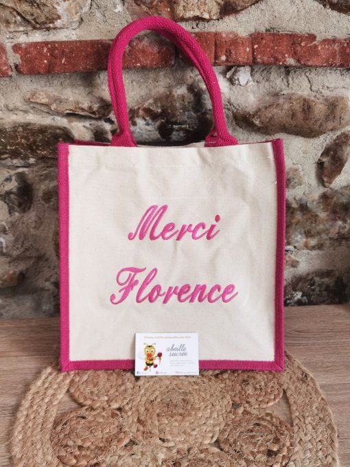 sac toile de jute personnalisé moyen format 