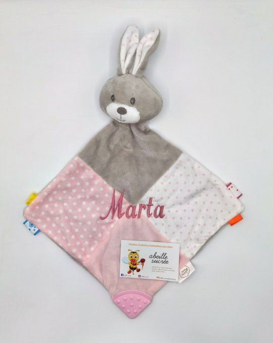 doudou lapin rose personnalisé